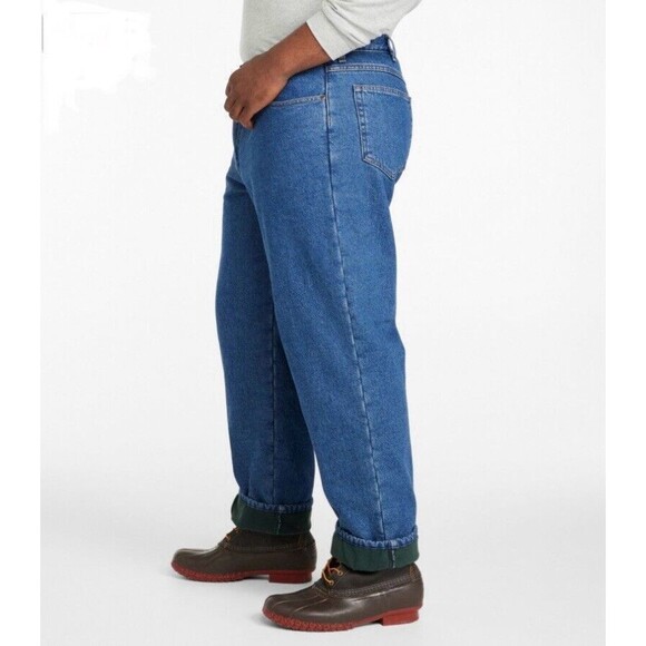 LL Bean Double L Relaxed Fit Green Fleece Lined Denim Jeans Men's Size 40x29 - Picture 3 of 13